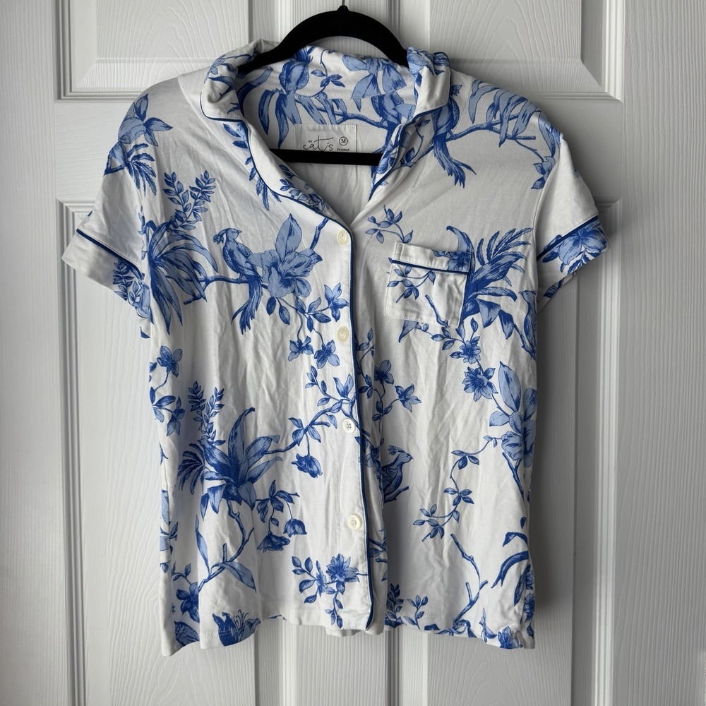 The Cat's Pajamas Women's Bluebird Blossom Pima Knit Cotton Classic Top M